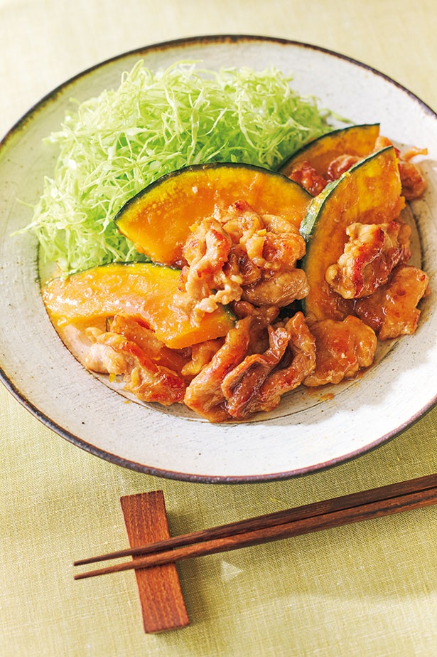豚こまとかぼちゃのしょうが焼き
