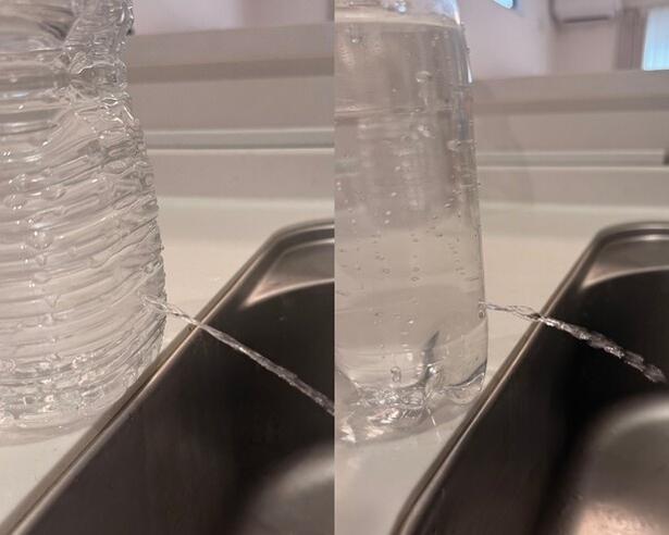 2ℓと500mlを比較して水の出具合に変わりはなし！ 撮影／ゆき