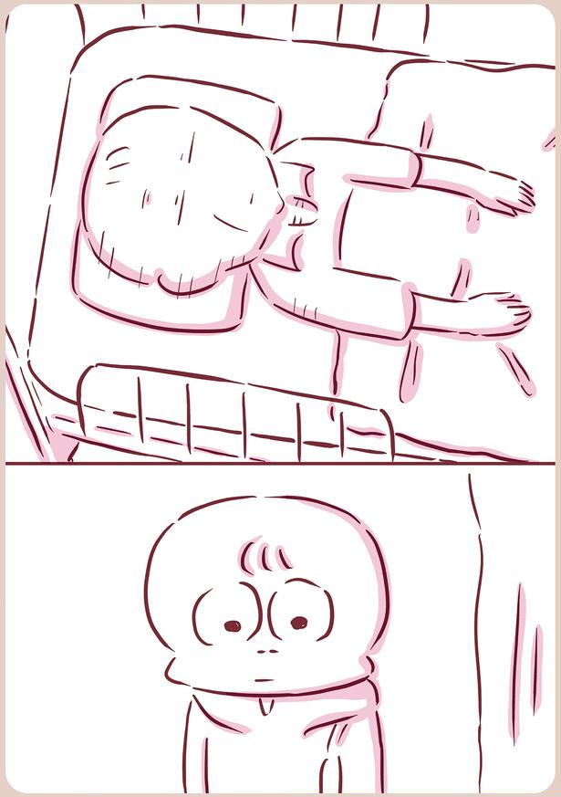 病室の母