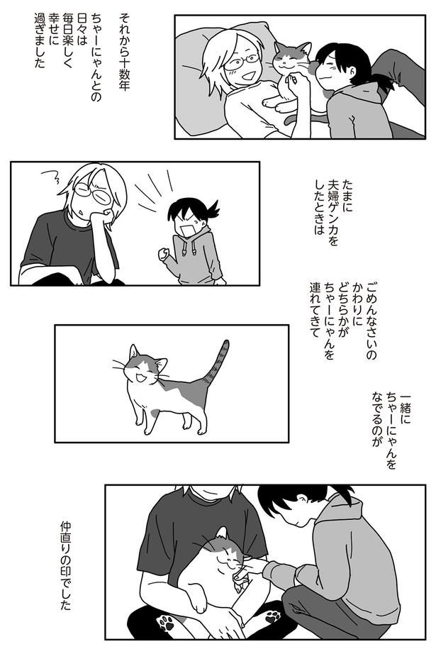 一緒にちゃーにゃんをなでるのが　仲直りの印でした （C）ねこゆうこ／KADOKAWA