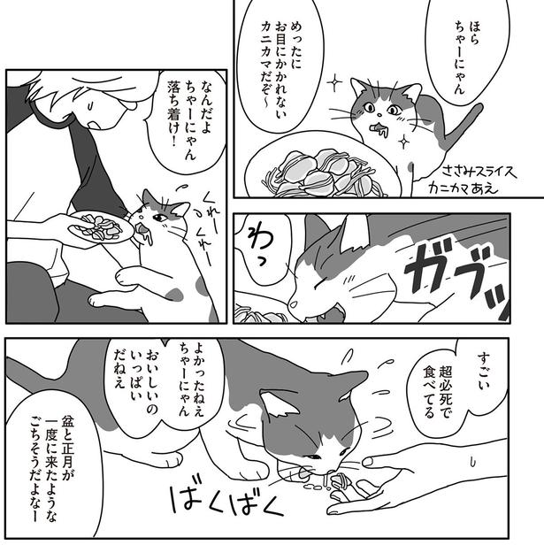 大好きなものを腹いっぱい　食べたいだけ食べたらいいんだよ （C）ねこゆうこ／KADOKAWA