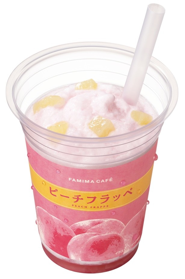 「ピーチフラッペ」(380円)。8月11日(祝)発売。白桃果肉たっぷりでひと口ごとに桃のジューシーさを堪能できる数量限定商品