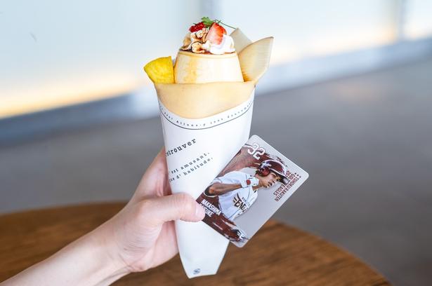 プリンを丸ごと1つ使った満足感あるメニューをご賞味あれ!選手プロデュースメニューのカードもゲットしよう!