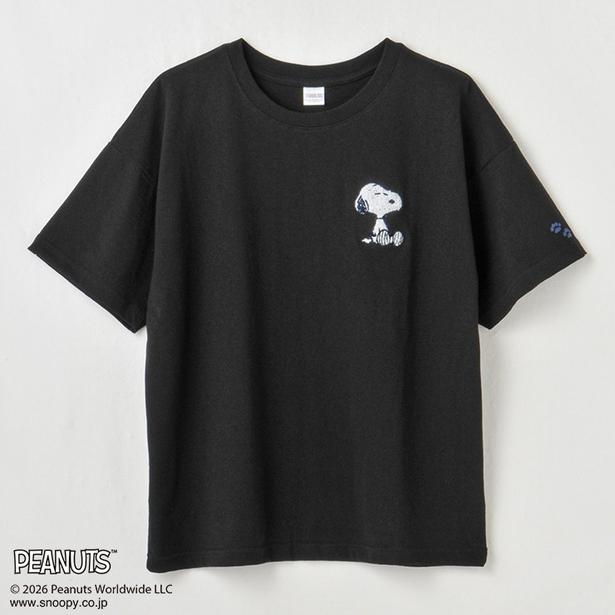 「レディース 半袖Tシャツ サガラ刺しゅう(ブラック)」(1089円)