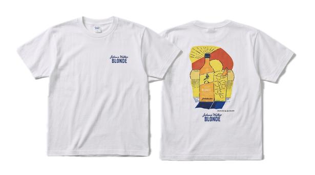 「ジョニーウォーカー ブロンド オリジナルTシャツ Illustration by Lee Izumida」(3000円/税抜)。「ジョニーウォーカー ブロンド」とマジックアワーをイメージ