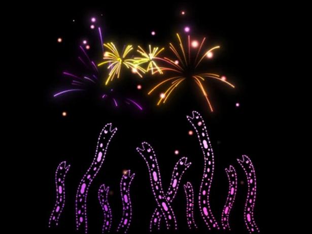 群れで暮らす習性を光で表現したチンアナゴの花火演出(イメージ)