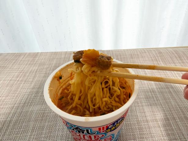 麺の食感もいつも通りのカップヌードル