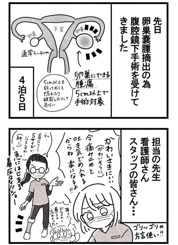 『卵巣嚢腫手術レポ』01 画像提供:まえだ永吉さん