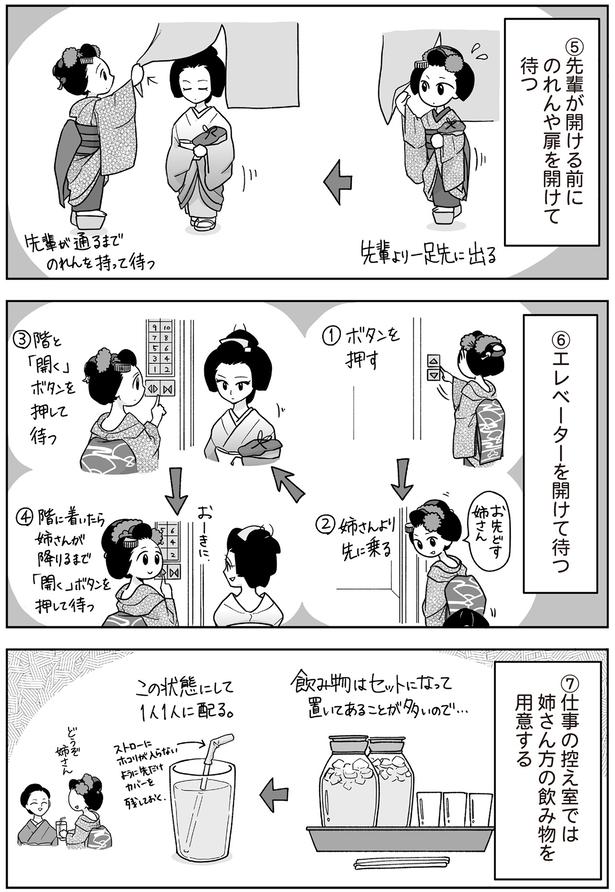 エレベーターを開けて待つ （C）松原彩／KADOKAWA