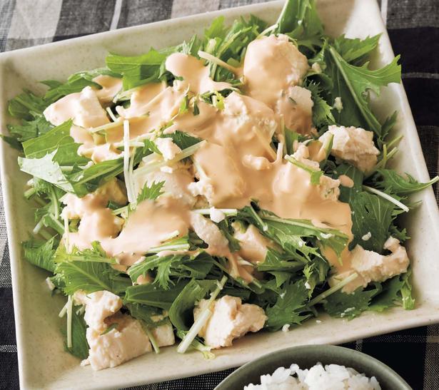 濃厚ドレッシングが淡泊な豆腐にぴったり「水菜と豆腐のサラダ」 レシピ考案/ほりえさちこ 撮影/邑口京一郎