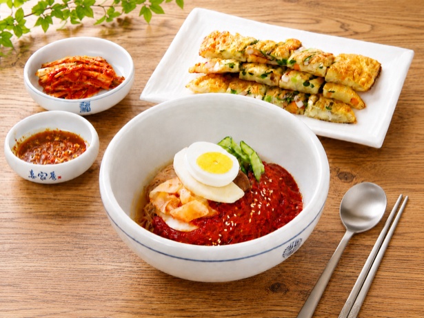 妻家房「ビビン冷麺(小)、パチヂミ(小)セット」