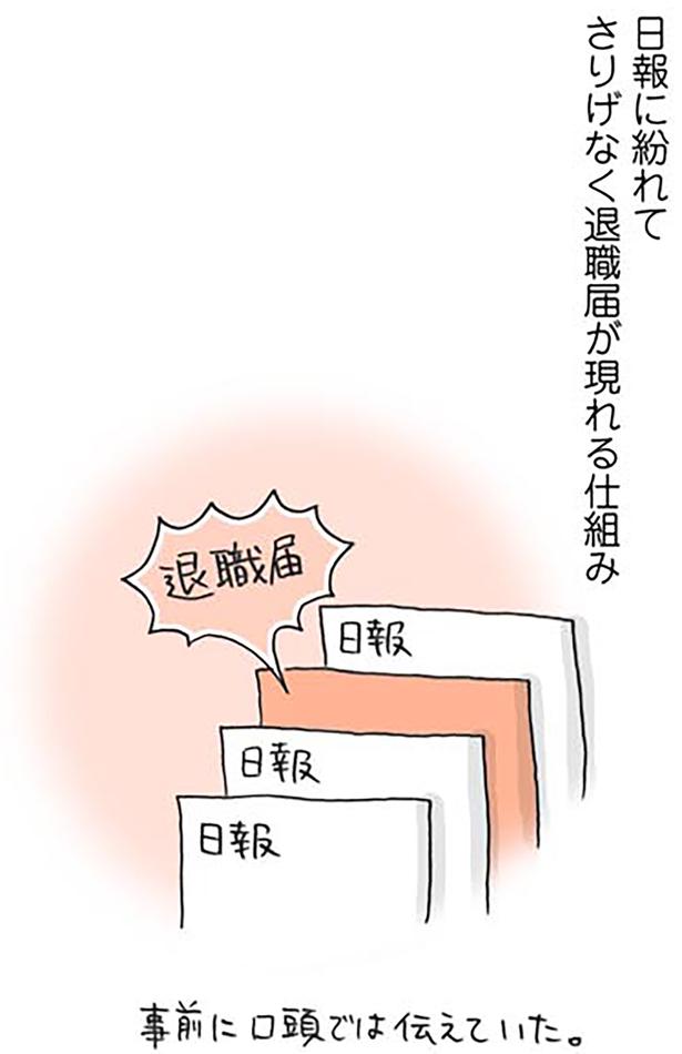 日報に紛れてさりげなく退職届が現れる仕組み （C）いけだ いけみ／KADOKAWA