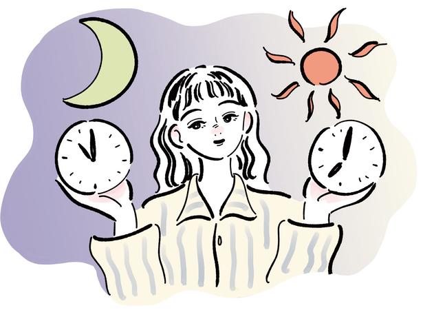 時間を固定することで、体内時計が整って睡眠の質が上がります イラスト／MUCHI