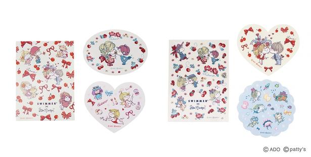 「SWIMMER×水森亜土 ステッカー3種セット(A/B)」(各990円)