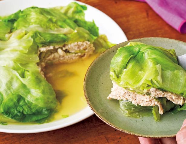 豚ひき肉とレタスの重ね蒸し レシピ考案/重信初江 撮影/邑口京一郎