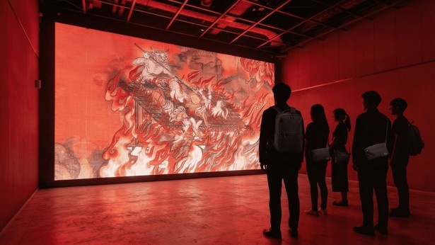 巨大スクリーンに動き出す地獄絵で“責め苦”を体感するイマーシブ空間