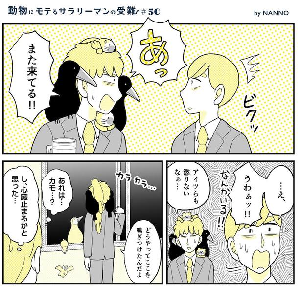 動物にモテるサラリーマンの受難(187) 画像提供：NANNO(@nanno_koresiki)