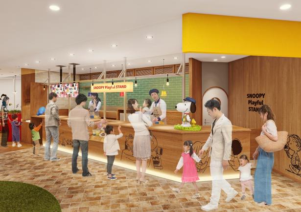 オリジナルメニューが味わえる飲食エリア「SNOOPY Playful STAND」