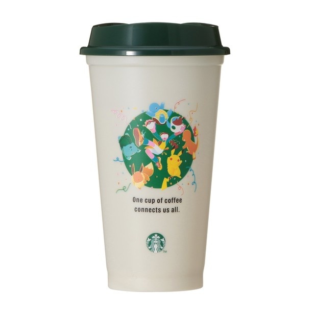 バリスタとポケモンたちが1杯のコーヒーを囲むアートをデザインした「Pokemon + STARBUCKS リユーザブルカップ コーヒーコネクション 473ミリリットル」(1300円)