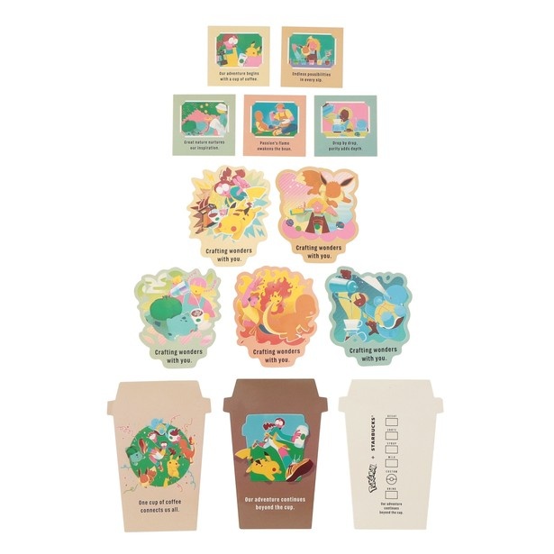 全12種のアートワークなど計13点が入った「Pokemon + STARBUCKS アートステッカーセット」(1800円)