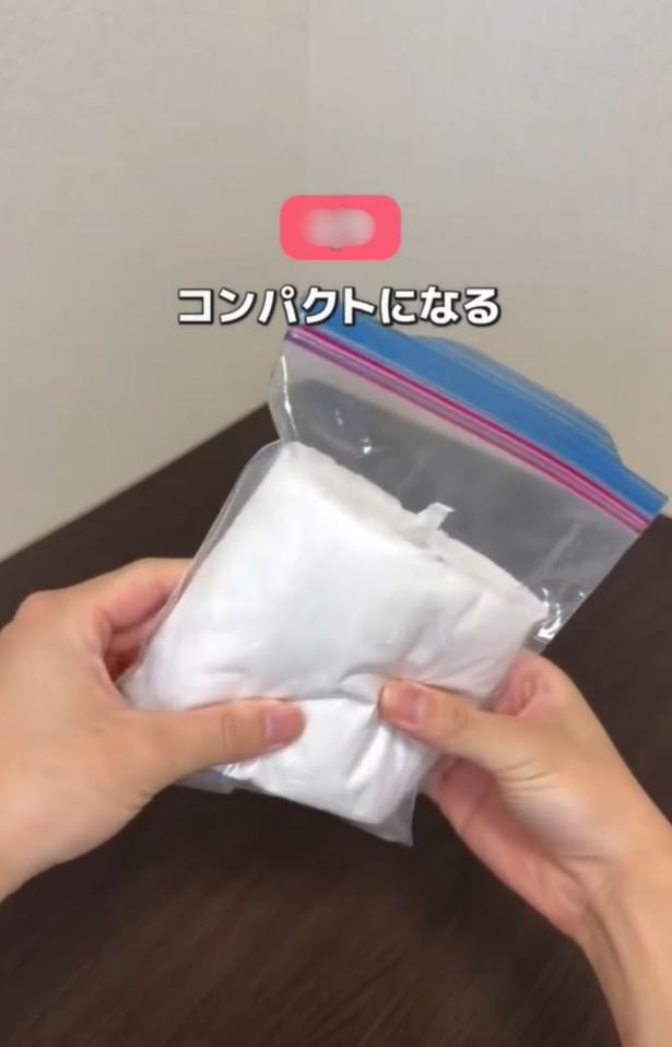 ジッパー付き保存袋に入れる▶芯がないので…（⇒次へ） tumufu_fu_kurashiさんのInstagramより