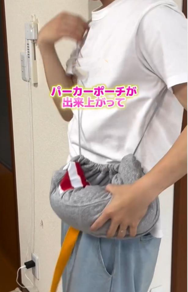 パーカーポーチの完成▶フードが苦しいときは…（⇒次へ） tumufu_fu_kurashiさんのInstagramより