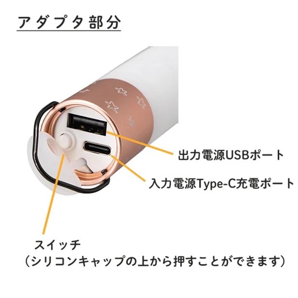 上部に出力用USBポートと入力用Type-C充電ポートを搭載。シリコンキャップで水やほこりを防ぐ