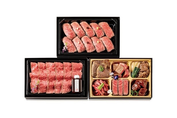 初登場の近江牛の肉おせち「<カネ𠮷山本>近江牛 迎春肉づくし オードブル三段」(2万9800円)