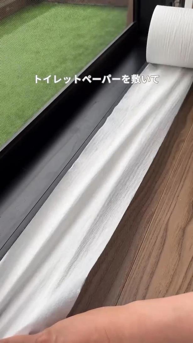 トイレットペーパーを何枚か敷く▶トイレットペーパーの上から…(⇒次へ) koto__kurashiさんのInstagramより
