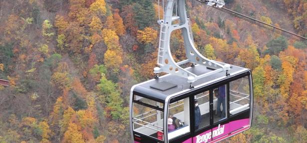ロープウェイは山麓・湯元駅より標高差430メートルの高さを6分で運行/天元台・西吾妻スカイバレーの紅葉 画像提供:天元台高原