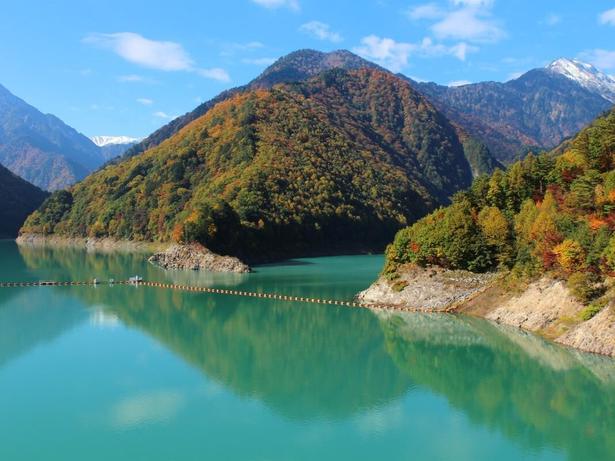 紅葉と水面のコントラストが美しい/高瀬渓谷の紅葉 画像提供:(一社)大町市観光協会