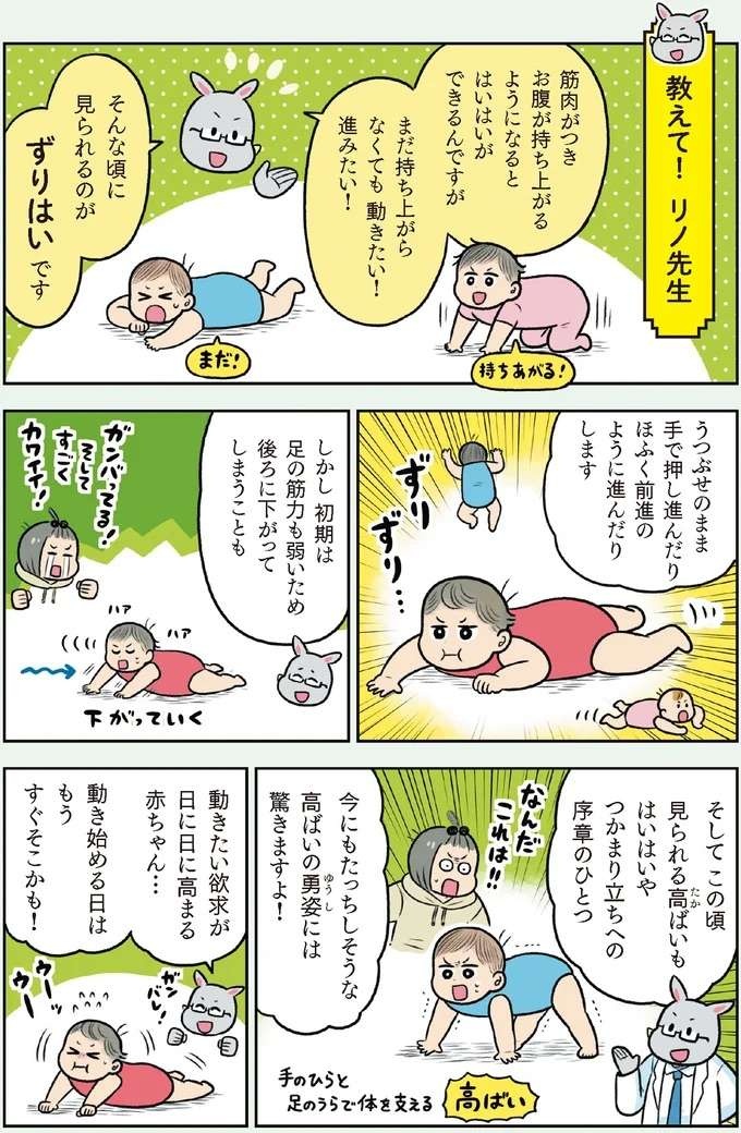 【赤ちゃんの育児】ほふく前進？ 勇者？ 「ずりはい」「高ばい」は、はいはいへの序章！ ／赤ちゃん大図鑑（5）