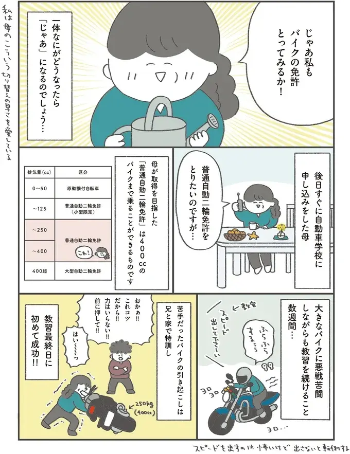 自分らしさを探す母の行動力に驚き！ 息子に影響され47歳で取得したある「免許」／うちの母は今日も大安（4）