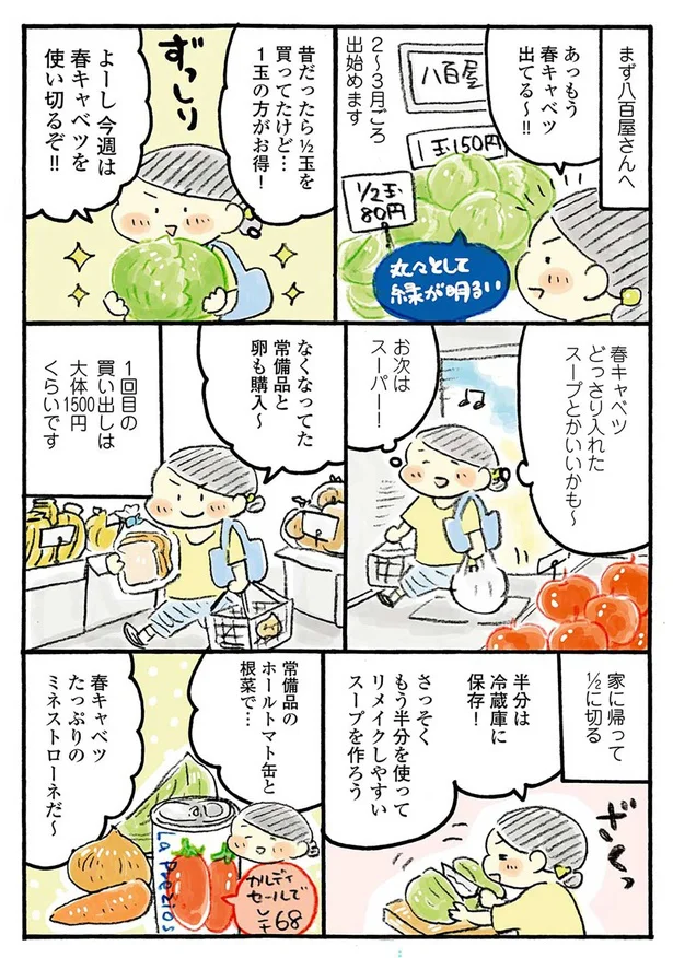 カレーにアレンジも！「春キャベツたっぷりミネストローネ」／おひとりさまのゆたかな年収200万生活（3）