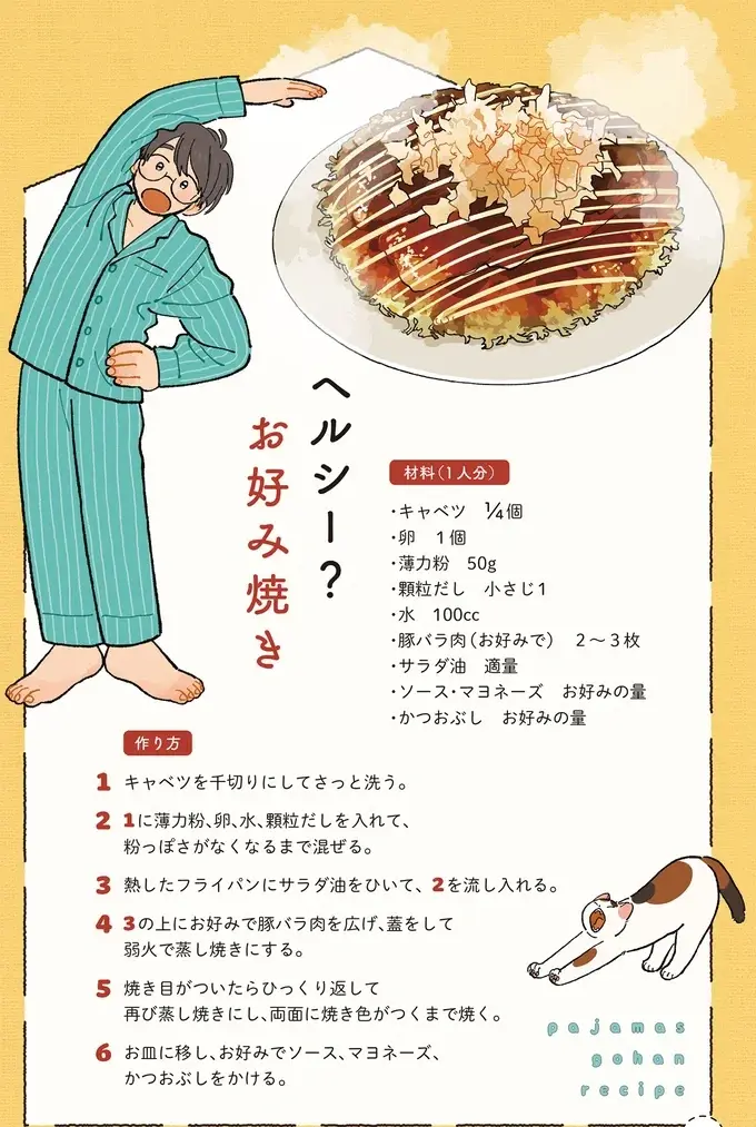 蒸し焼きにしてふわふわ！ 無意識にペロッと食べちゃう「ほぼキャベツお好み焼き」／ぱじゃまご飯（画像7/8枚目）