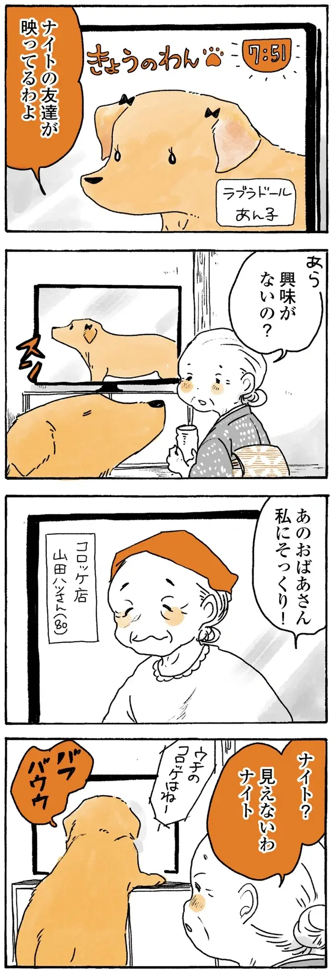 「見て！」鳥を指差すおばあちゃん。でも、愛犬レトリバーの視線の先は...／姫ばあちゃんとナイト2（2）