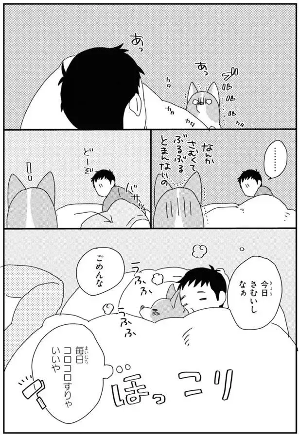 換毛期のワンコと別の布団で寝たけれど。すぐ横でブルブル震える気配が...／あしょんでよッ7（4）