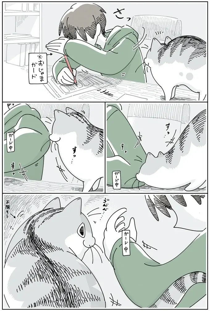 邪魔してくる猫を手でガード。なのにいつの間にか...え？／夜は猫といっしょ6（5）