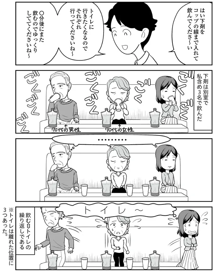 2リットルの下剤に悶絶！ 大量下血の原因を調べるため人生初の内視鏡検査／痔だと思ったら大腸がんステージ4でした（6）