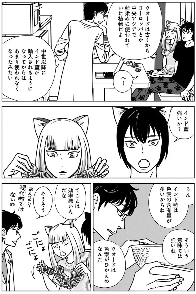 自宅で染色の実験開始！ 失敗は許されないなかで助手は二人のねこまた!?／ねこまた印の染物屋さん（3）
