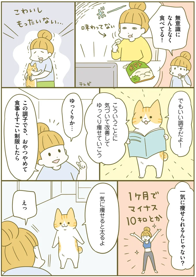 食事のカロリー気にしてる？ 痩せるために運動よりも気をつけること／ネコちゃんのゆるゆるダイエット塾（9）