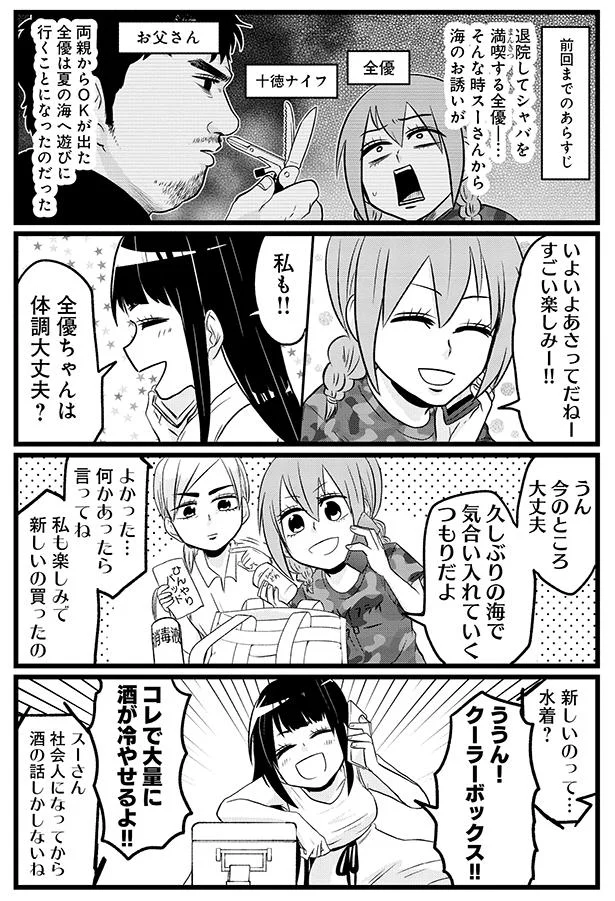 大腸を全摘出し、ようやく退院。友人と海に行くが「気合い」が入りすぎて...えええ？／腸よ鼻よ06（2）