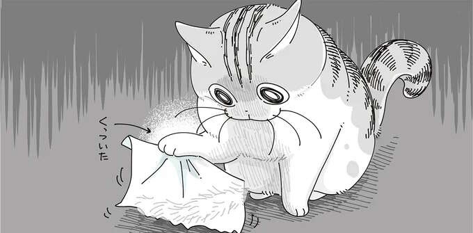 愛猫の前足にコロコロがくっついてパニック！くっつかないように丸めたら...え？／夜は猫といっしょ8（1）