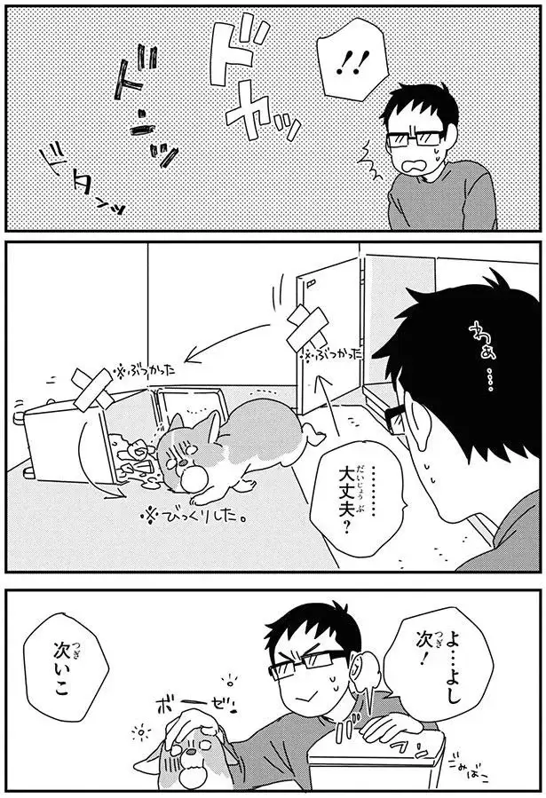 「ワンコと雨の日のおうち遊び」でありがちなこと。夢中になりすぎて...え？／あしょんでよッ9（4）