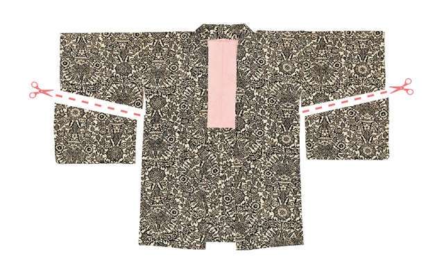 初心者でも気軽にトライできる♪ ほどかずに手ぬいで「羽織」をリフォームして「ハーフ丈のコート」に！（11）