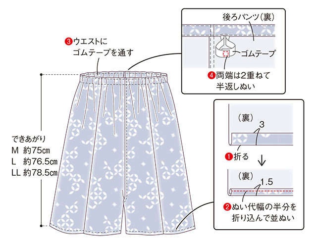 手芸家・高橋恵美子さんに教わる【手ぬいで簡単きものリフォーム】ラクに着られるゆったりサルエルパンツ（26）