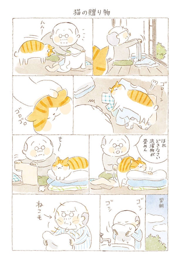 洗濯物を畳んだら...猫の贈り物／ねことじいちゃん（第103回）（3）