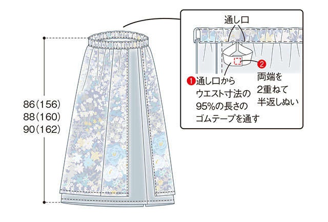 【高橋恵美子さんの手ぬいで「きものリフォーム」】まっすぐぬうだけ！の2枚重ねのスカート（29）