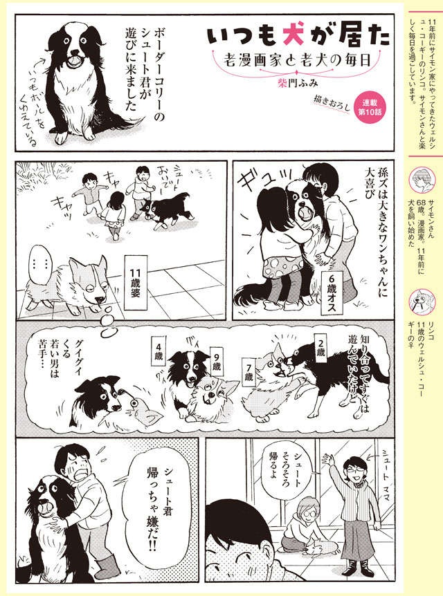 若者犬にお疲れ気味の11歳愛犬。「がんばって長生きしようね」【柴門ふみさん描きおろし「いつも犬が居た」】（2）