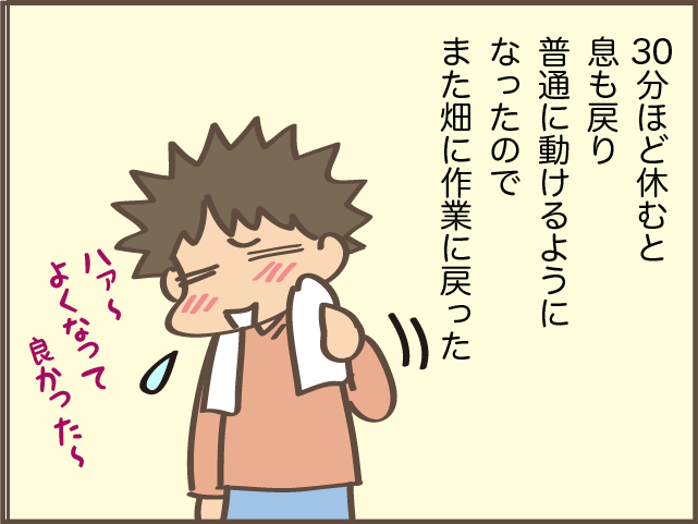 暑い中での畑の作業。水分補給もしていたけれど倒れる寸前に...／しまえもん（8）